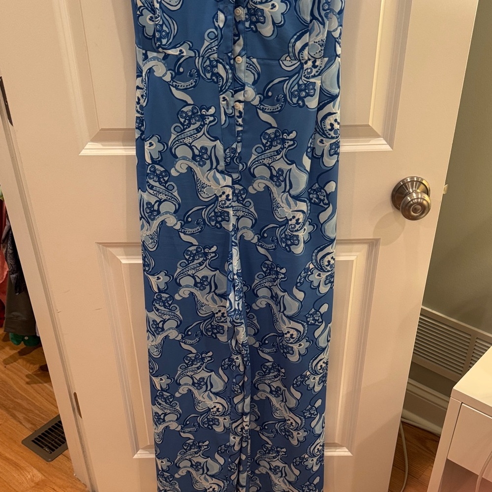 J. McLaughlin Blue and White Floral Belted Jumpsuit - Picture 4 of 7